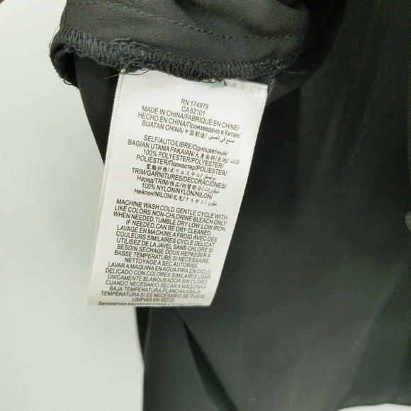 BCBGMaxazira black faux wrap blouse womens size XL long sleeve shell lace trim - Picture 4 of 12